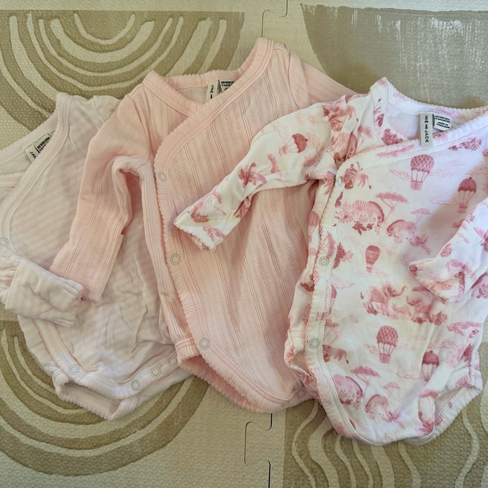 Janie and Jack Pink Long-Sleeve One-Piece Bodysuit Set